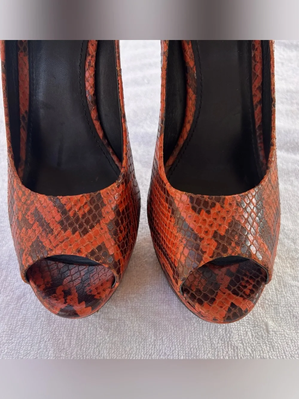 Brian Atwood Snakeskin Platform Stelitto Hells Size 9.5 Y2K Retro Glam